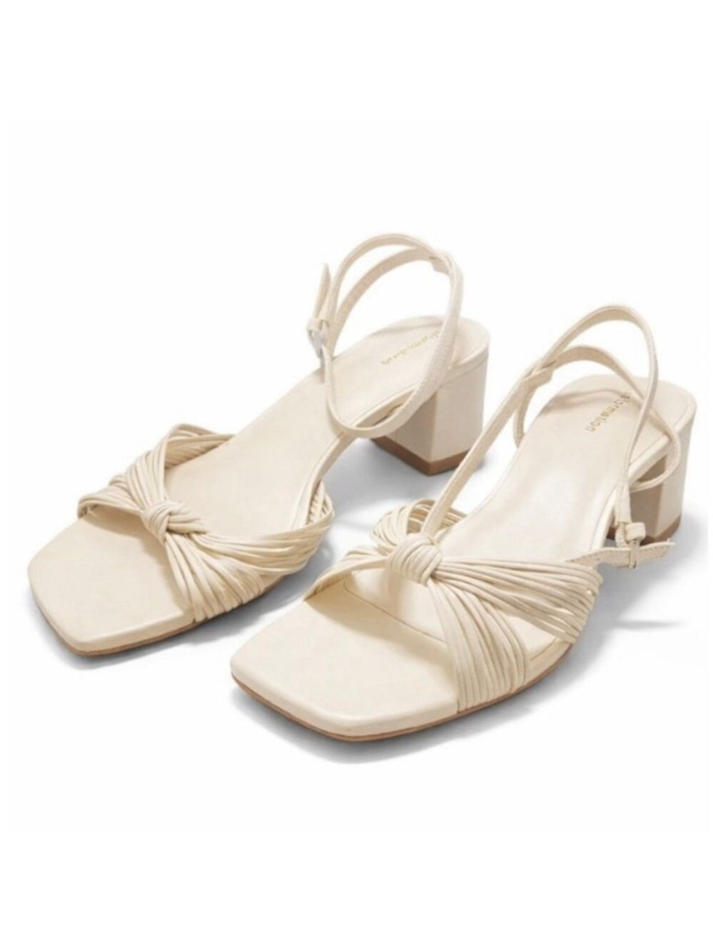 New Reformation Emily Mignon Sandal in Almond/Cream 8 - Picture 2 of 5